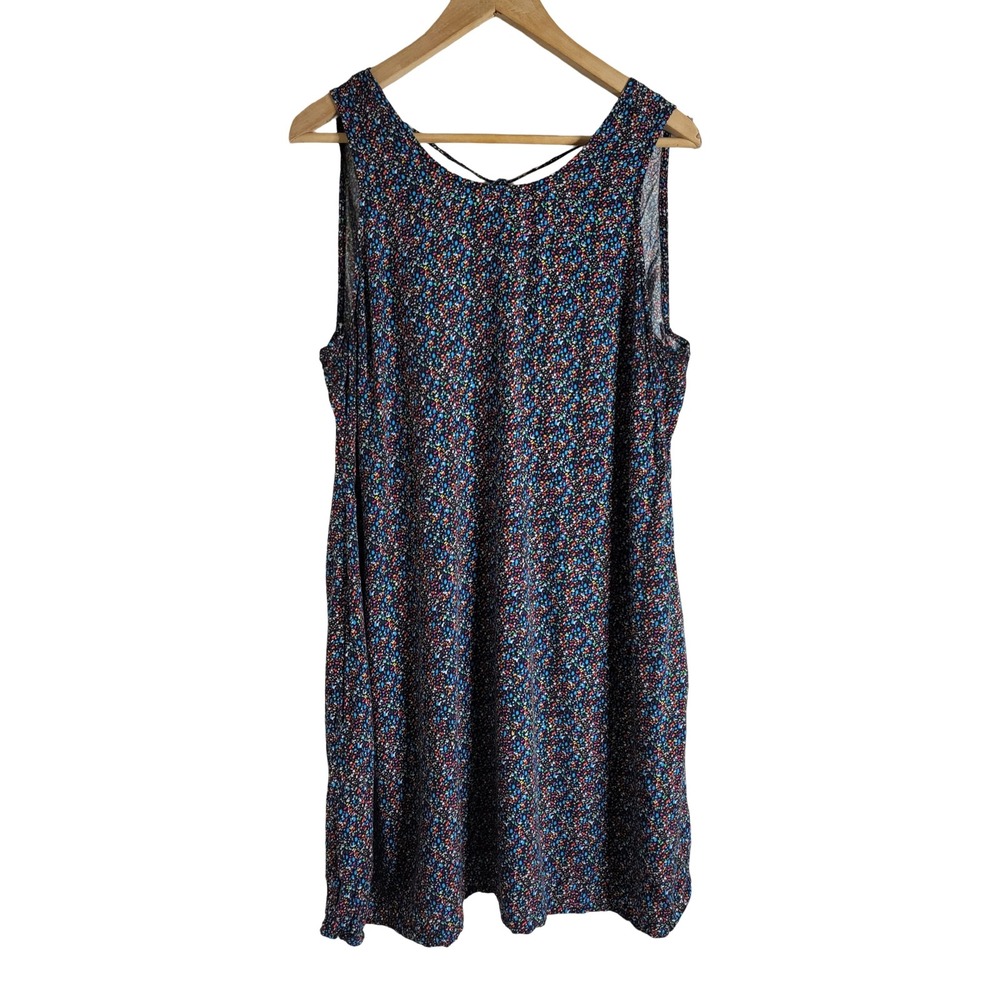 Gap Multicolor Confetti Print Rayon Shift Dress Sleeveless Pockets Sz M Bohemian